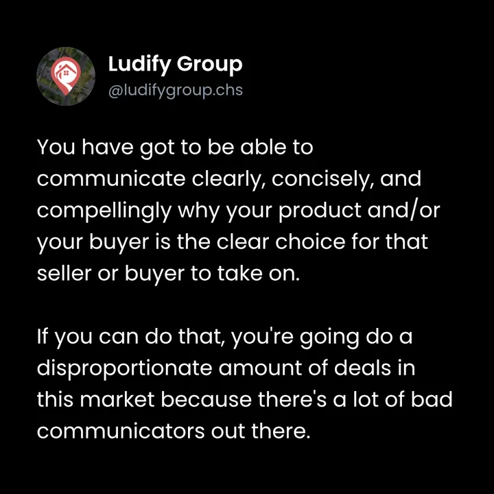 Quote image: Being a good communicator gets deals done