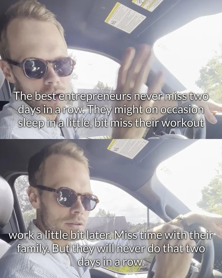 Never miss 2 days in a row, caption screenshot 1